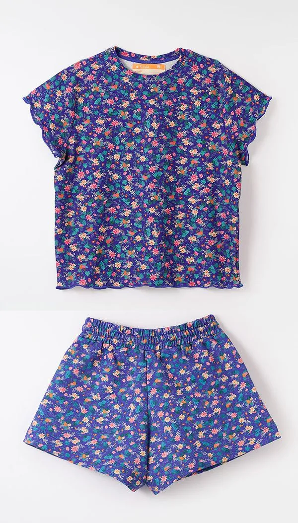 Conjunto Malha Jardim Fruta Est Jardim Fruta Fundo Azul Cannes - 12