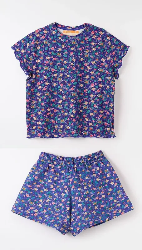 Conjunto Malha Jardim Fruta Est Jardim Fruta Fundo Azul Cannes - 12