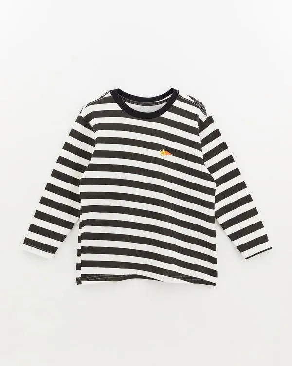 Camiseta Basica Silk Ml Listrado Off White - 10