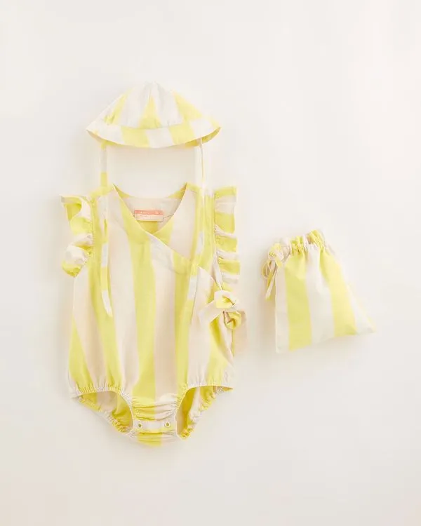 Conjunto Body e Chapeu Bebe Fio Tinto Listrado Sonzim - P