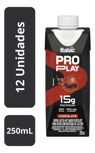 Kit 12 Bebida Láctea Whey Protein 15g Chocolate ProPlay Italac 250ml