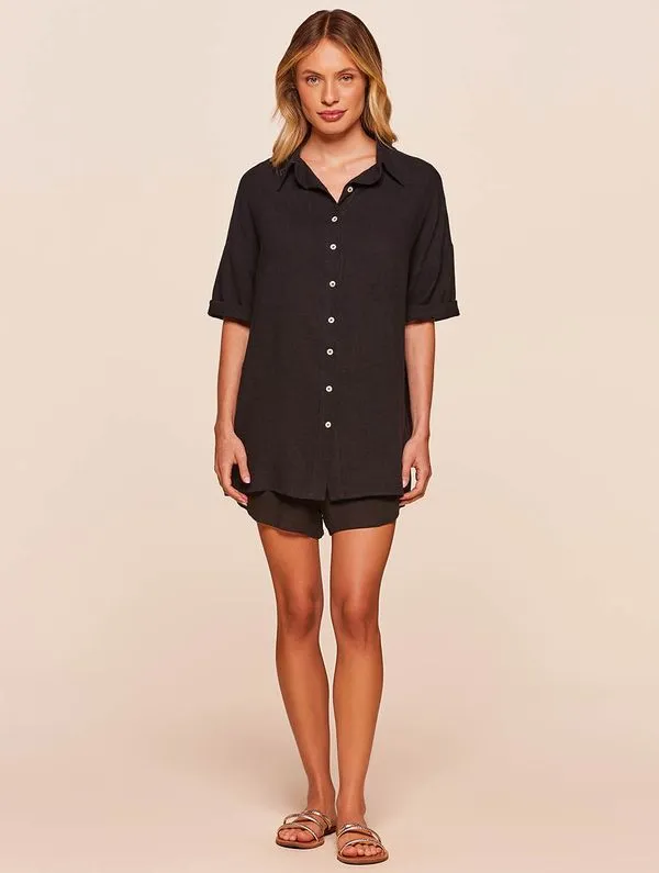 Camisa Manga Curta Lisos PRETO M