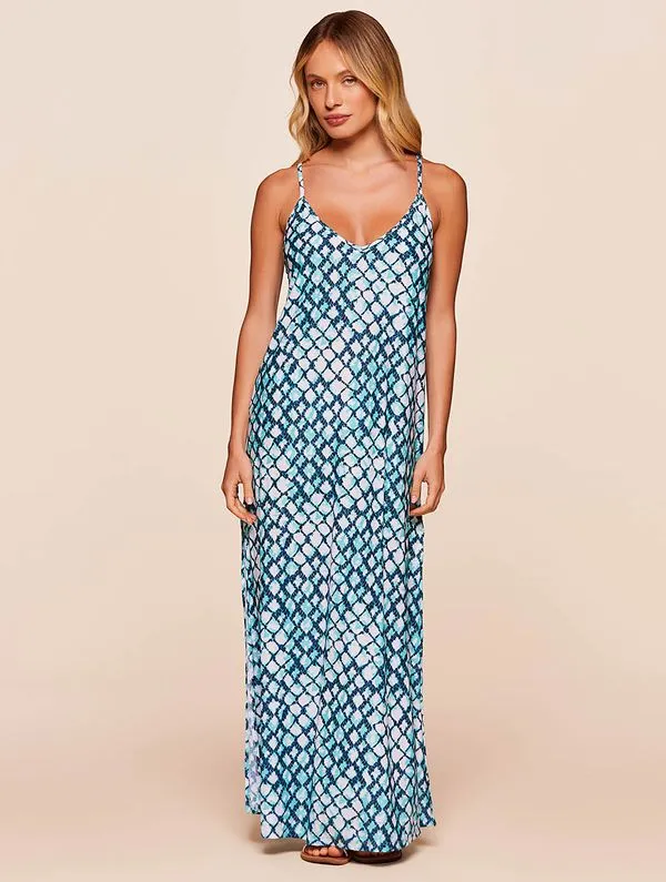 Vestido Longo Estampado Aquamarine MARINHO M