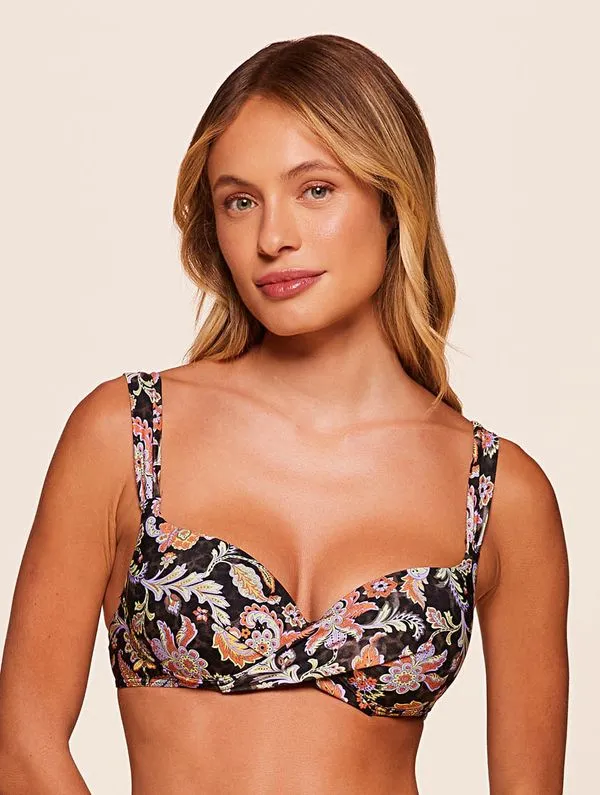Top Meia Taça Estampado Illusion MARROM GG