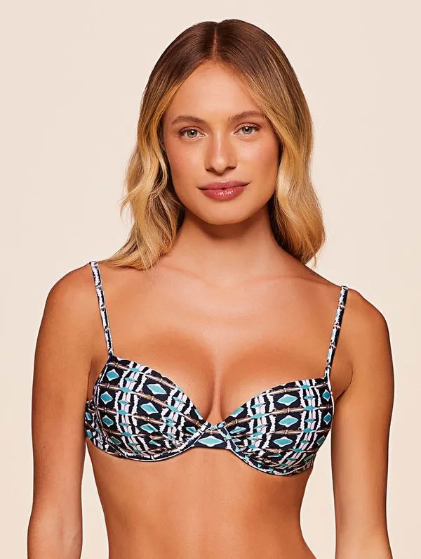 Top Meia Taça Estampado Nomadic AZUL M
