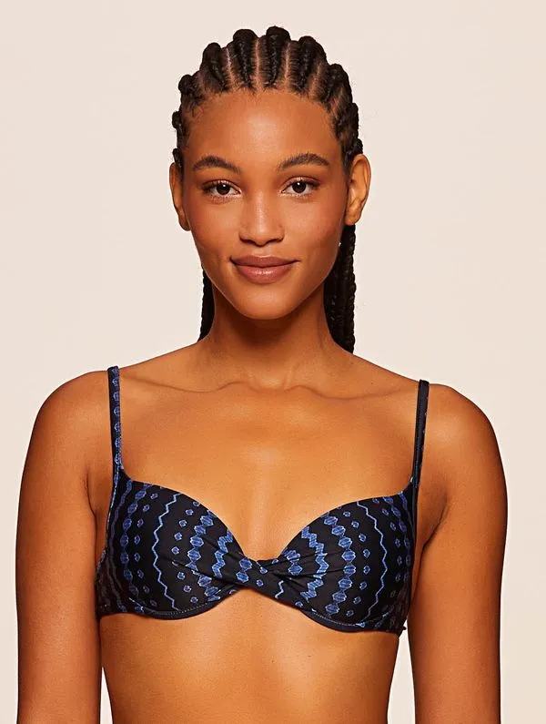 Top Meia Taça Estampado Ocean PRETO P