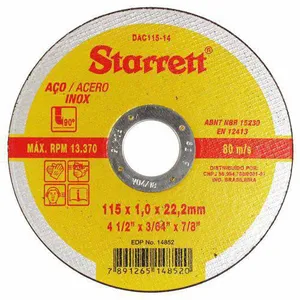 Disco de Corte 4.1/2 X 3/64 X 7/8" Inox DAC115-14 - Starrett