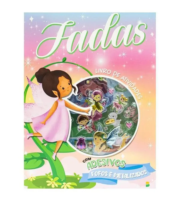Livro de Atividades com Adesivos Fofos - Fadas Fadas