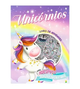 Livro de Atividades com Adesivos Fofos - Unicórnios Unicórnios