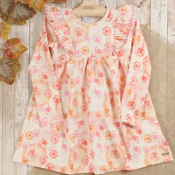Vestido Manga Longa Flores - 3100070 Coral - 8