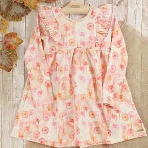 Vestido Manga Longa Flores - 3100070 Coral - 8