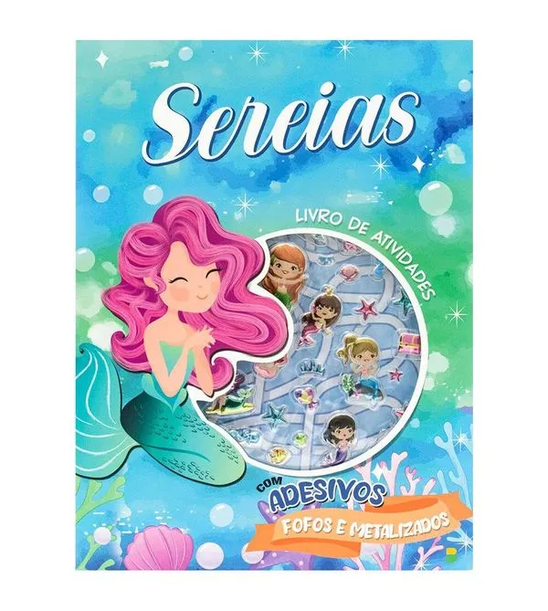 Livro de Atividades com Adesivos Fofos - Sereias Sereias