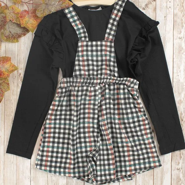 Jardineira/Blusa Xadrez - 4250008 Preta - 10