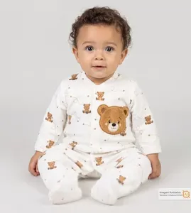 Macacão Plush Pequenos Ursos Cru - G