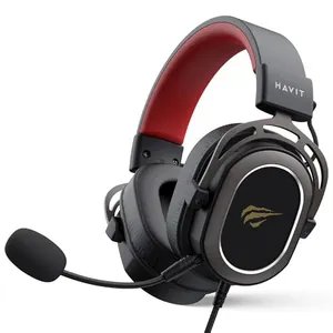 Havit Fone de Ouvido Headset H2008d com Microfone, Preto e Vermelho. Falante de 50mm, Conector 3, 5 mm, Compatível com PS4 / XBOX, Headband Regulável,...