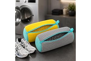 Bolsa para Lavar Tênis na Máquina Premium com Chenille Protetora – Bolsa Reutilizável para Lavadora e Secadora com Zíper Refo