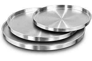 Jogo de Formas para Pizza em Alumínio Polido com 3 Peças, tamanhos 25cm, 30cm e 35cm. Assadeiras Profissionais resistentes, d