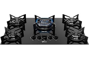 Fischer Cooktop a Gás 5 Bocas Tripla Chama Fit Line Trempe Iron Mesa Vidro Preto Bivolt 36340-102674