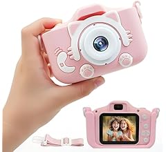 Câmera Digital Infantil Portátil - Fotos e Vídeos, Filtros, Molduras e Jogos, Suporta Cartão Micro-SD, Bateria Recarregável…
