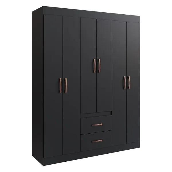Guarda-roupas 6 Portas 2 Gavetas Multimóveis Cr35111 - Preto Preto