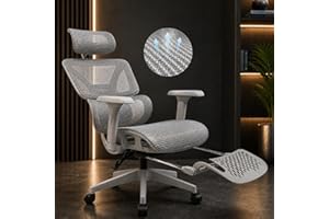 Cadeira Ergonômica Escritório Reclinável Vmstark com Apoio para Pés Ajuste Lombar Pescoço até 150kg Cinza