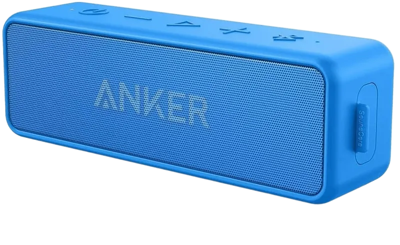 Anker soundcore 2 Caixa de Som Bluetooth Portátil com 12W de Som Estéreo, Bluetooth 5, BassUp, à Prova d'Água IPX7, 24 Horas de Reprodução, Emparelhamento Estéreo Sem Fio, Ideal para Casa e Viagens