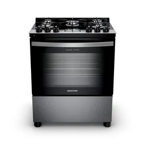 Fog?o Brastemp 5 Bocas Cor Inox Com Mesa de Vidro, Turbo Chama e Timer - BFS5XAR BIVOLT