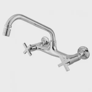 Torneira com Misturador de Cozinha Parede 3005 C 28 ba aa Omega Meber Metais Cromado