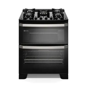 Fogão 5 bocas Electrolux Preto Experience Mesa de Vidro, 2 Fornos e PerfectCook360 (FE5DB) 220V