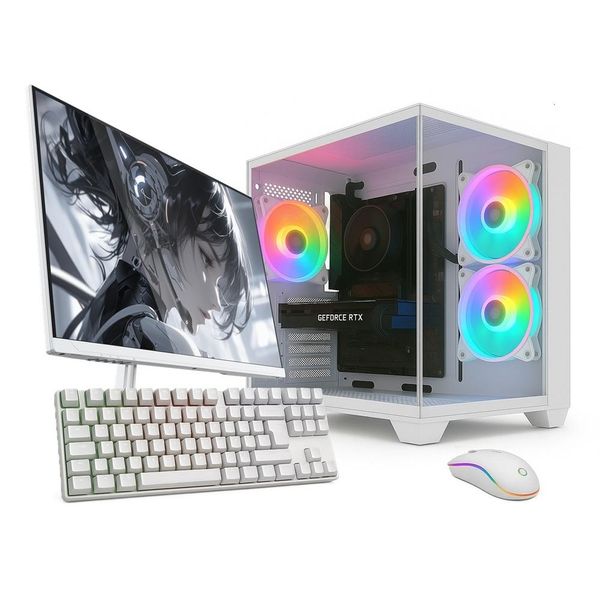 PC Gamer Completo Skill Apex Series, AMD Ryzen 5 5500, Radeon RX 580 8GB, 16GB DDR4, SSD 256GB M.2, Monitor LED 24" 180Hz, Branco SAS007