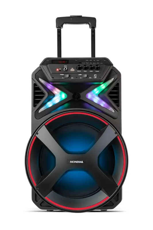 Caixa Amplificada Connect Lights Mondial Preto e Vermelho 400W RMS CM-400 - Bivolt