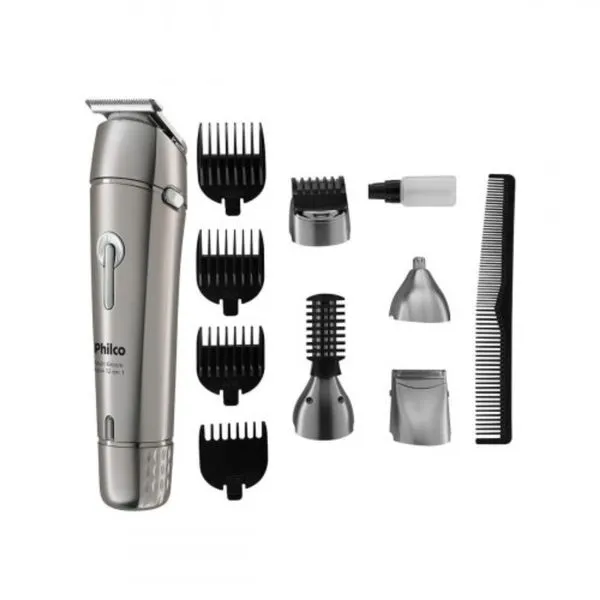 Aparador Philco PAP03 Prata Bivolt Sem Fio À Prova d'Água 12 em 1 Lâminas Laváveis 45min Aparador de Pelos sem Fio Multi Groom Aqua 12 em 1 PAP03 Philco