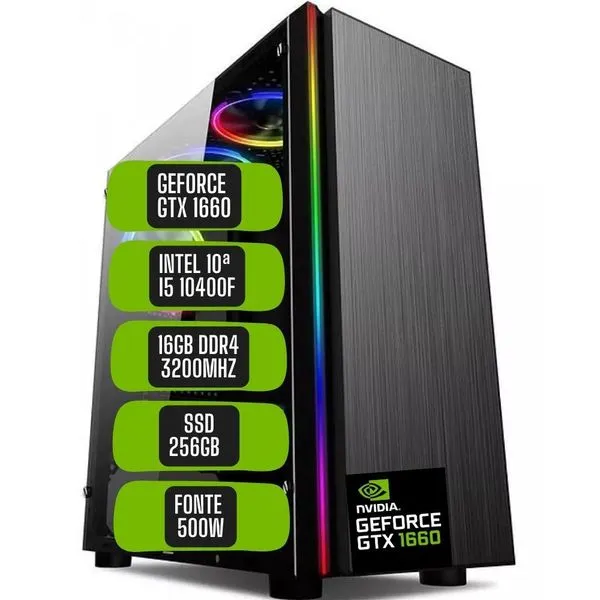 PC Gamer Skill Win Intel 10ª Geração Core i5 10400F 16GB DDR4 GTX 1660 Ti 6GB SSD 256GB