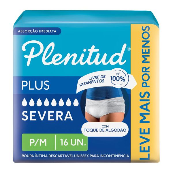 Roupa Íntima Plenitud Plus para Incontinência P/M 16 Unidades