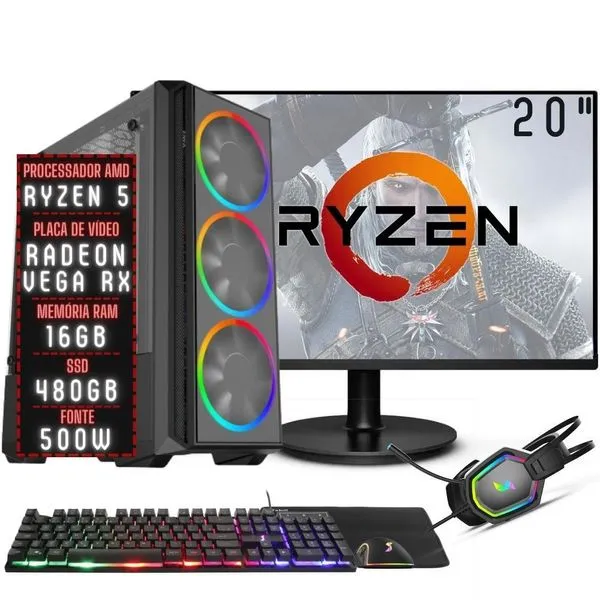 PC Gamer 3Green Force Ryzen 5 Monitor 20 480GB