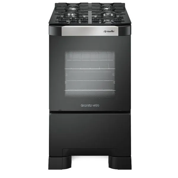 Fogão Mueller 4 Bocas Decorato com Vidro Preto Bivolt