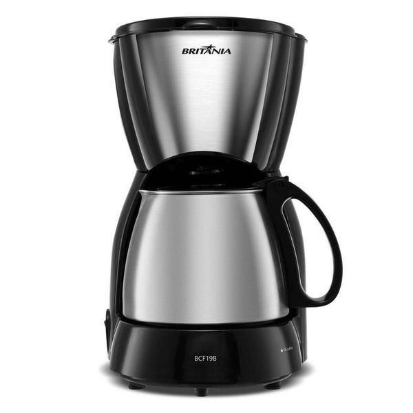 Cafeteira Elétrica Britânia 18 Cafés 550W Jarra Inox Base Aquecedora Corta-Pingos Cafeteira Britânia 18 Cafés BCF19B 550W - 110v