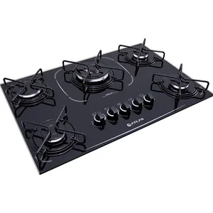 Cooktop Atlas 5 Bocas Mesa Vidro Tripla Chama Agile Up Glass