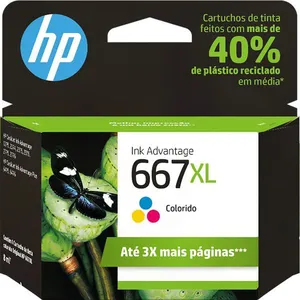 Cartucho HP 667XL Colorido Original 3YM80AL para HP Deskjet 2376, 2774, 2776, 6476