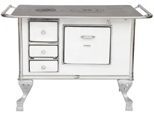 Fogão a Lenha 2 Bocas Maestro N.2 Branco D com Forno 30L Inox Saída Direita