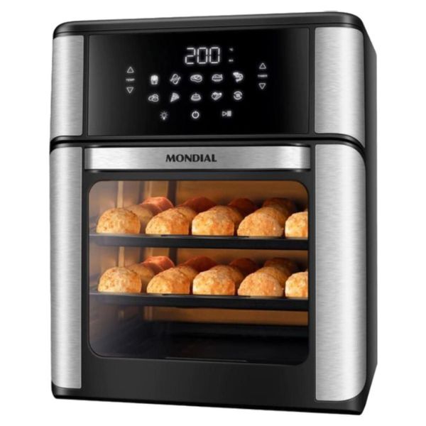 Fritadeira Elétrica Air Fryer Forno Oven Mondial AFON-12L-BI 12L 2000W Preto Inox