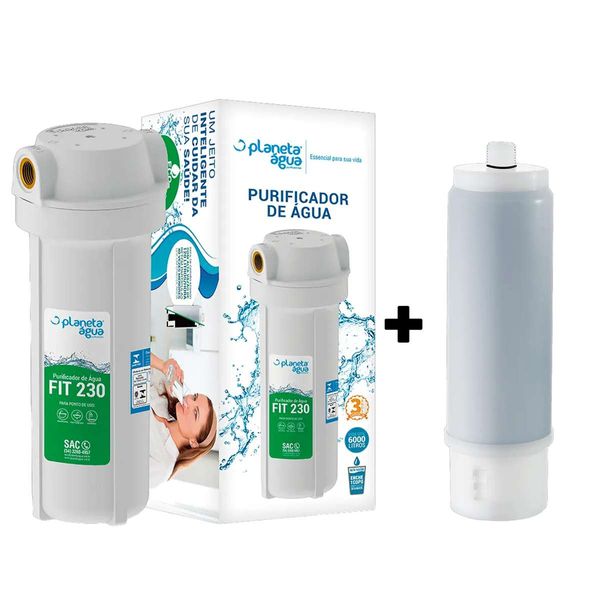 Kit Purificador Fit 230 Rosca 1/2 + Refil Compatível Com Aqualar 3m AP230 Planeta Água