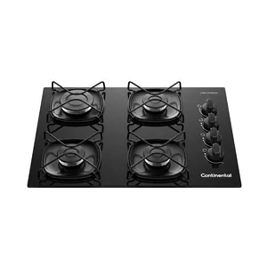Cooktop 4 Bocas a Gás Continental Mesa de Vidro Preto com Acendimento Automático KC4GR Bivolt