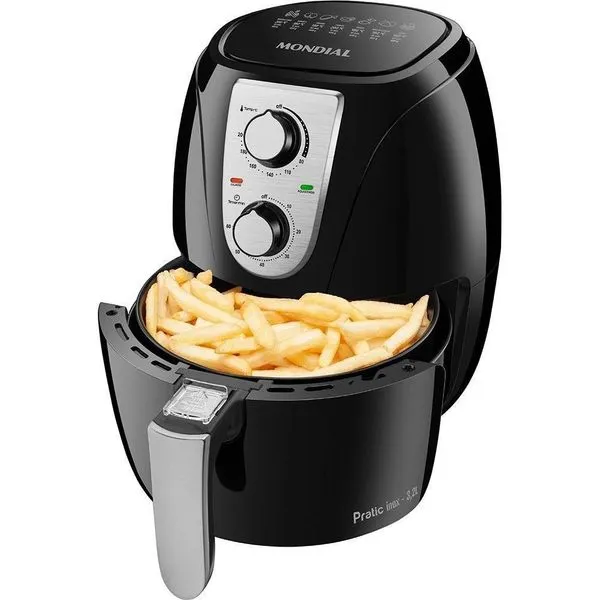 Fritadeira Elétrica Air Fryer Mondial AF-34 3,2L 1300W Preta Inox