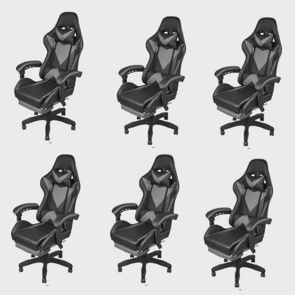 Kit 6 Cadeiras Gamer com Rodízios Pu Hawker 3315
