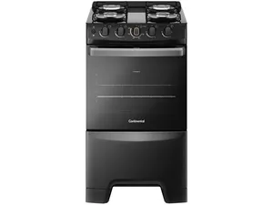 Fogão 4 Bocas Continental Preto Mesa de Vidro FC4FP