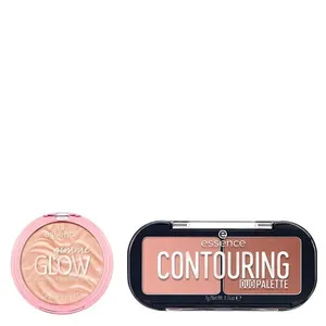 Kit Essence Paleta de Contorno Matte Contouring Duo 7g + Iluminador Compacto em Pó Gimme Glow 10 Nude 9g Kit