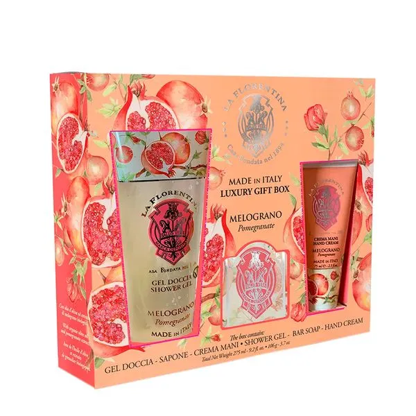 Kit La Florentina Big Ritual Romã - Creme para as Mãos 75 ml + Sabonete em Barra 106 g + Gel de Banho 200 ml Kit