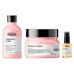 Kit Shampoo 300ml + Máscara 250g + Óleo 30ml - L'Oréal Professionnel - Serie Expert Vitamino Color + Absolut Repair