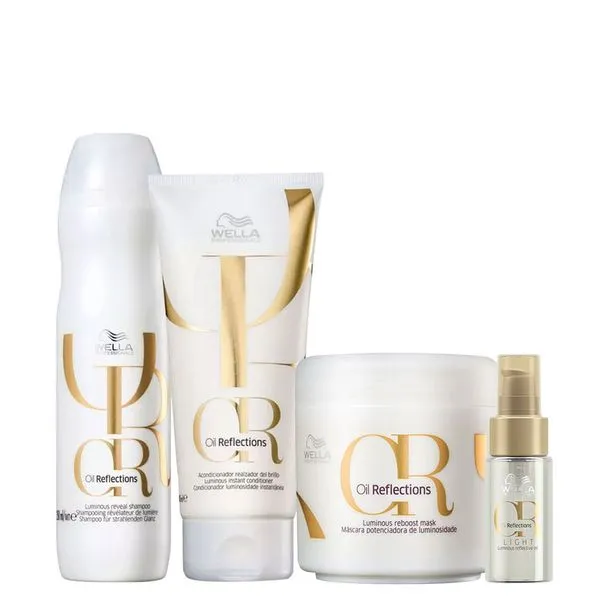 Kit Wella Oil Reflections - Shampoo 250 ml + Condicionador 200 ml + Máscara 150 ml + Óleo Light 30 ml